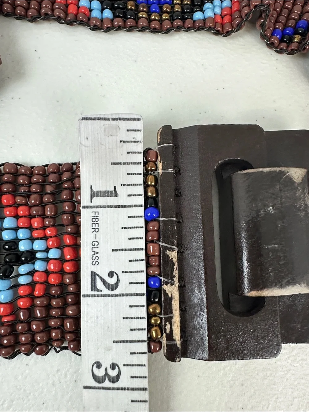 Boho Hippie Aztec Beaded Stretchy Belt With Wooden Buckle